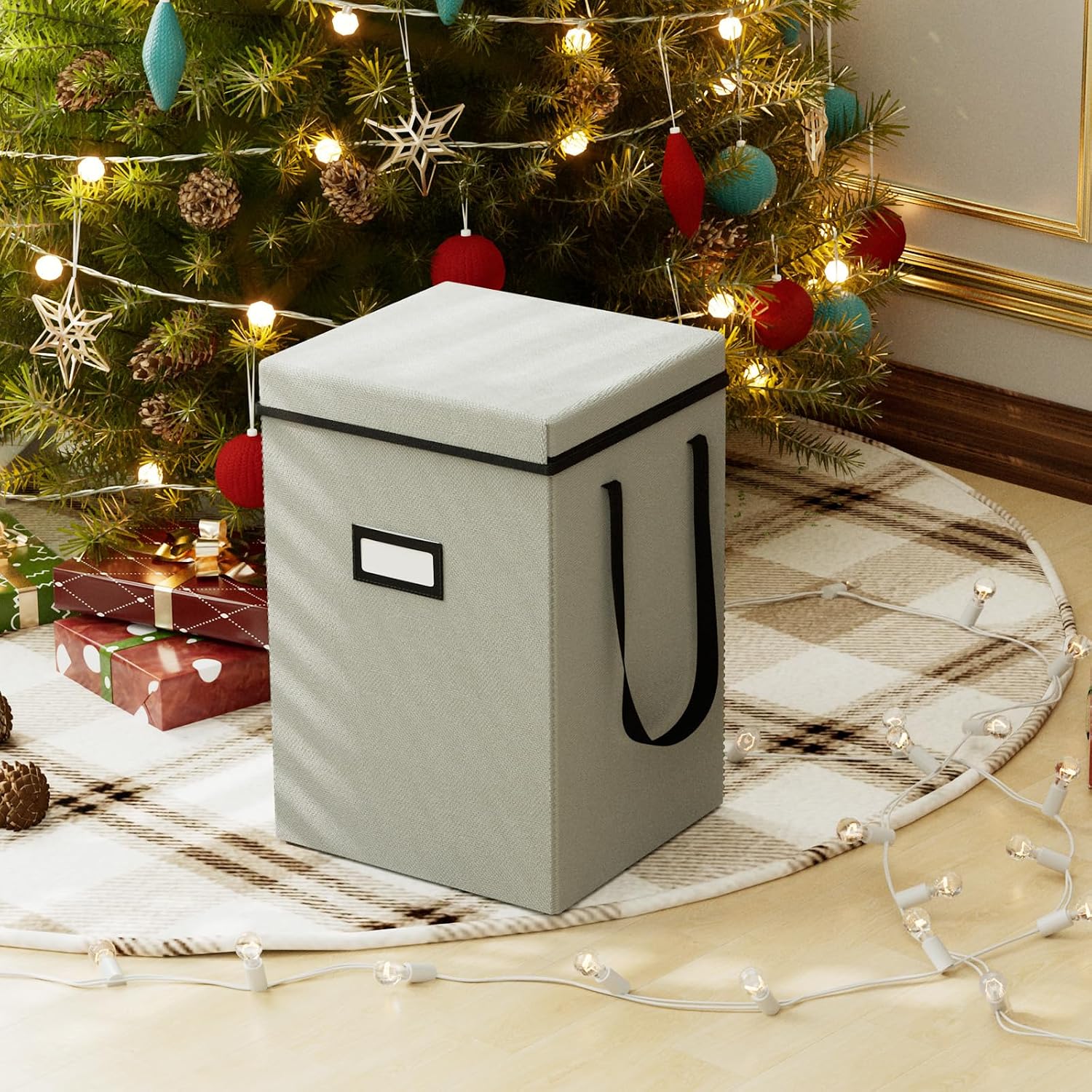 Christmas Nutcracker and Figurine Collectible Storage Box. Christmas Storage Box Ornaments up to 9-16 . Holiday Christmas Decor Organizer with Adjustable Dividers. Nutcracker not Included(Gray) - Image 6