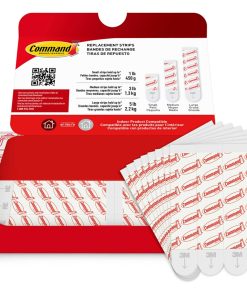 Command Indoor Large Replacement Strips. 20 Strips. Damage-Free Wall Hanging. Re-Hang Large Hooks for Home and Wall Decor. Holds up to 5 lb. White Adhesive