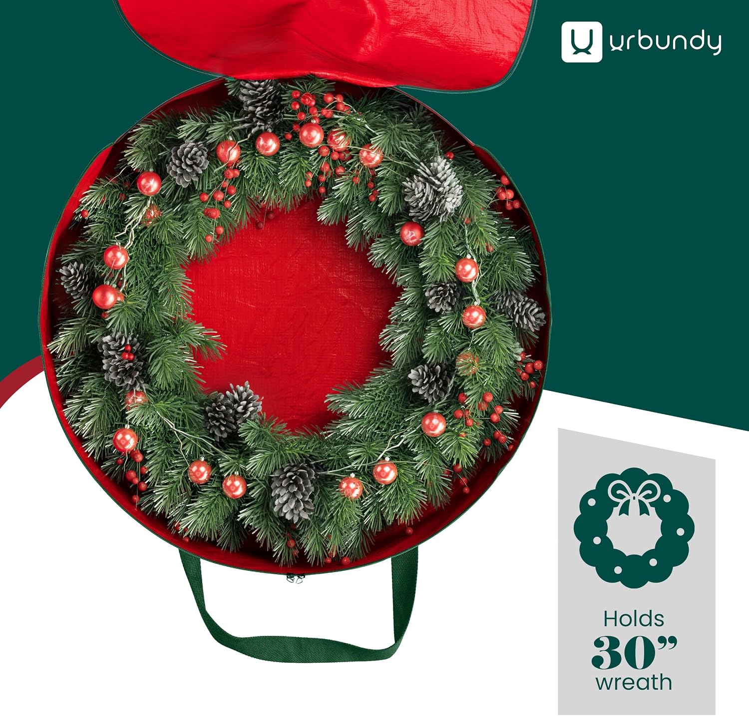 Heavy Duty Wreath Storage Bag 30 Inch. 1-Pack - Christmas Wreath Storage Container Red - Waterproof Plastic Material Wreaths Holder Storages - Holds 30 Inch Wreaths For Year Round - Image 8