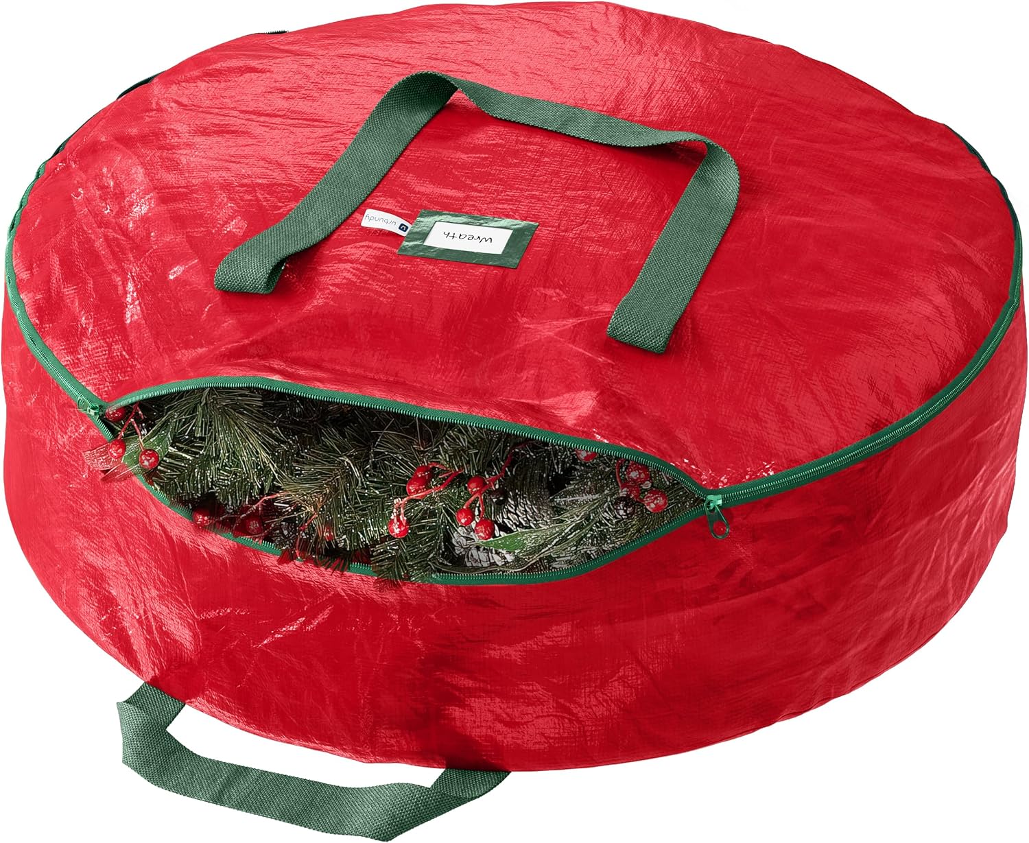 Heavy Duty Wreath Storage Bag 30 Inch. 1-Pack - Christmas Wreath Storage Container Red - Waterproof Plastic Material Wreaths Holder Storages - Holds 30 Inch Wreaths For Year Round